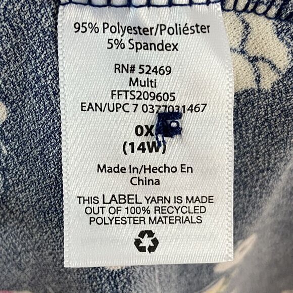 Terra & Sky Skirt Women's 0X (XL) Blue A-Line Midi Floral Button Front Belted - Picture 4 of 7